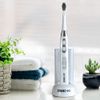 Sonic-FX Solo Electric Toothbrush w/ 10 Brush Heads + 1 Interdental, Charcoal Bristles, Rechargeable, Charging/Storage Base, 3 Brush Modes, Smart Timer, 2 Months Use on Full Charge, White Color