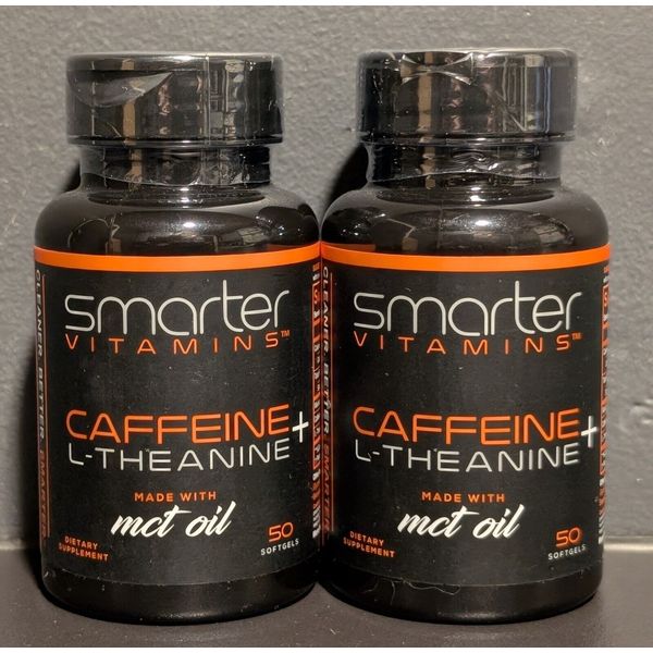 Lot of 2 SMARTER VITAMINS Caffeine Pills L-Theanine+MCT’s Advanced Energy 200mg