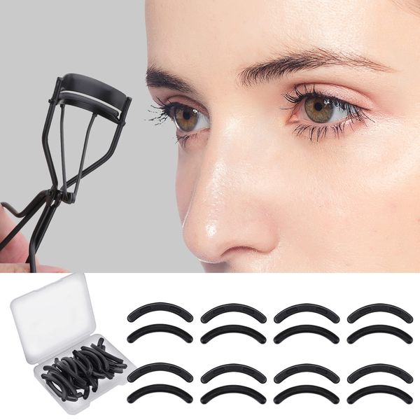 cobee 30pcs Eyelash Curler Refill Pads, Silicone Rubber Curler Replacement Refill Pads High Elastic Eye Lash Soft Curler Pads Universal Eye Lash Curler Replacement with Clear Storage Box(Black)