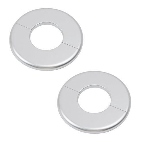 Tsnamay 2 Pcs Wall Split Flange, ABS Round Self-Adhesive Escutcheon Plate Buckles Design for 2"/51mm,Silver