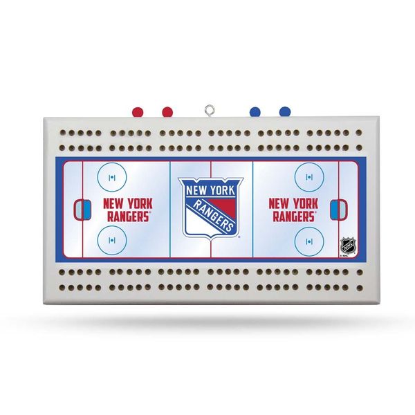 New York NY Rangers NHL Classic 2 Track Wooden Cribbage Board with Rink Look & Logo