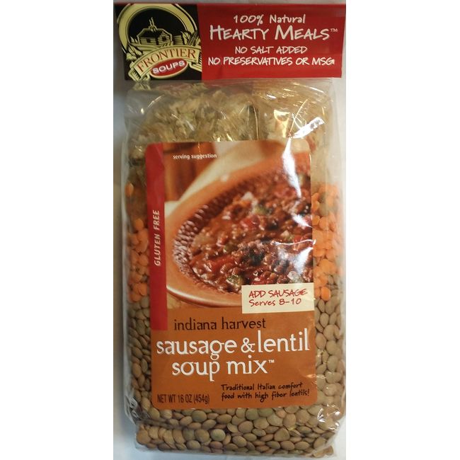 Frontier Soups Indiana Harvest Sausage & Lentil Soup Mix Gluten Free 16 oz (Pack of 2)