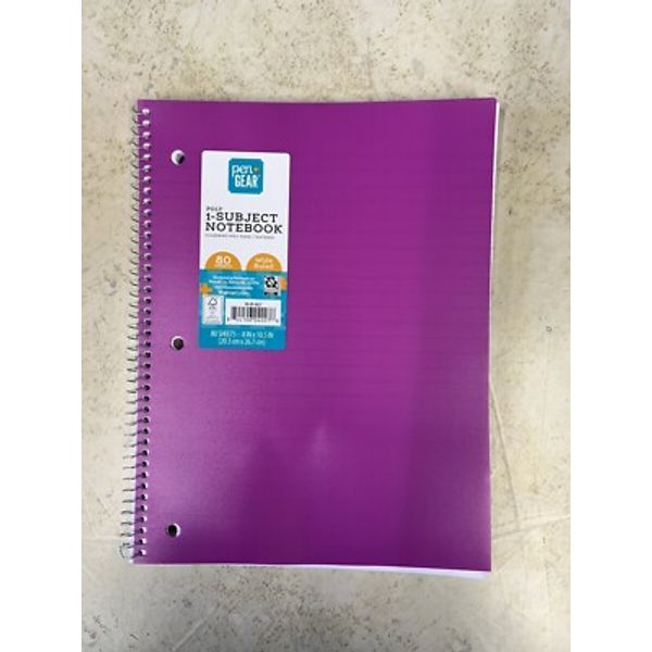 Pen + Gear Poly Wide Ruled 1 Subject Notebook 80 Sheets Purple