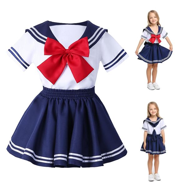 JOYSHOP Anime Kids Girl's Japan School Uniform Sailor Dress Halloween Cosplay Costume,X-Large