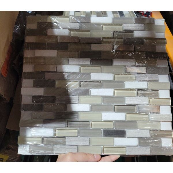 MSI Silver Tip 12" x 12" Glass Stone Metal Blend Mesh-Mounted Mosaic Wall Tile