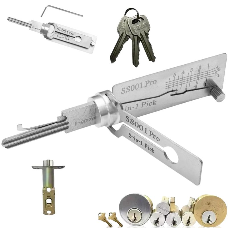 SS001 Pro Lock Pick Tool,2 in 1 Lock Picking Kit & Master Key Decoder ...