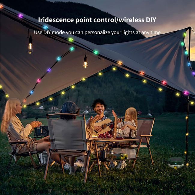 Solar LED Light Outdoor Camping Tent Lights Festoon Lamp Garden Fairy Light  Storable String Christmas Party Wedding Decoration