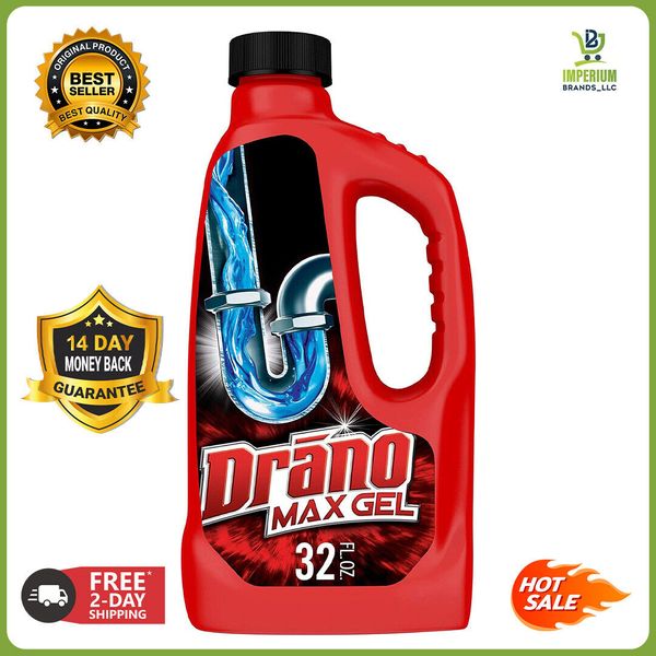 Drano Max Gel Cleaner for Shower or Sink Drains Removes Hair, Soap Scum, 32oz