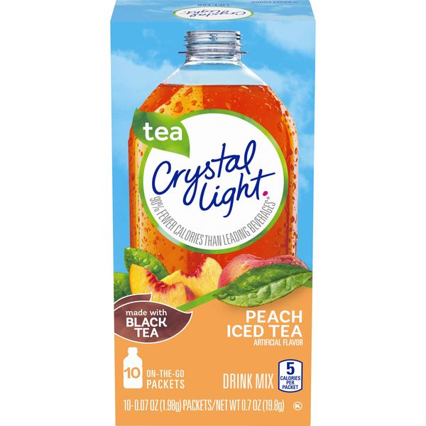 Crystal Light Drink Mix, Peach Tea, On The Go Packets, 10 Count (Pack of 6 Boxes)