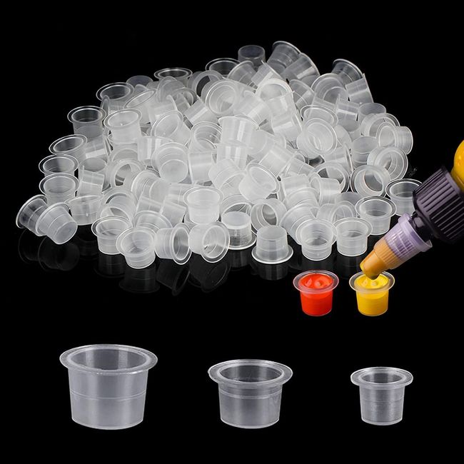 Tattoo Ink Caps Small, Urknall 300pcs Tattoo Ink Cups Mixed Size Tattoo Cups Tattoo Ink Holder Containers Tattoo Caps 100 Small 100 Medium 100 Large for Tattoo Ink