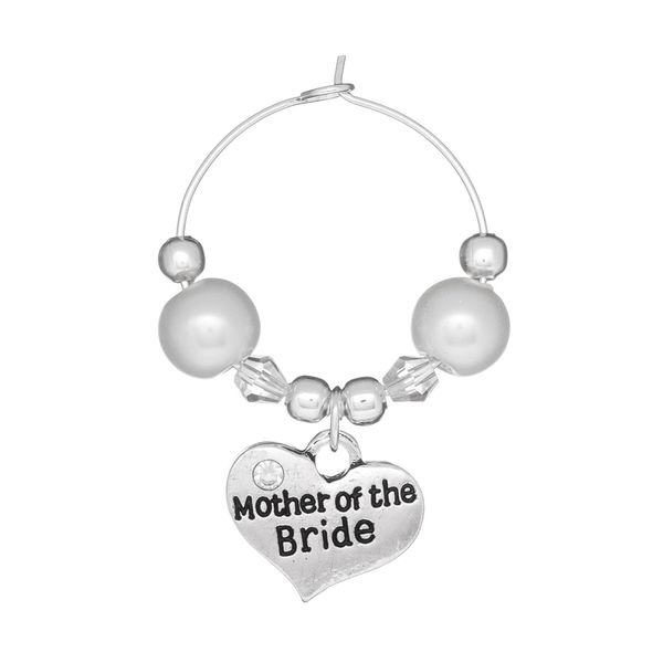 Libby's Market Place Mother of the Bride Wedding Wine Glass Charm on a Gift card