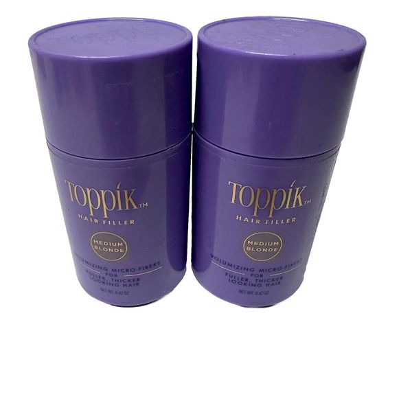 2 Toppik Hair Filler Volumizing Micro Fibers Fuller Thicker Med Blonde 0.42 Oz