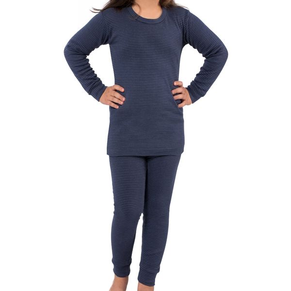 Celodoro Kinder Thermowäsche-Set Ringel-Optik - Blau 158-164