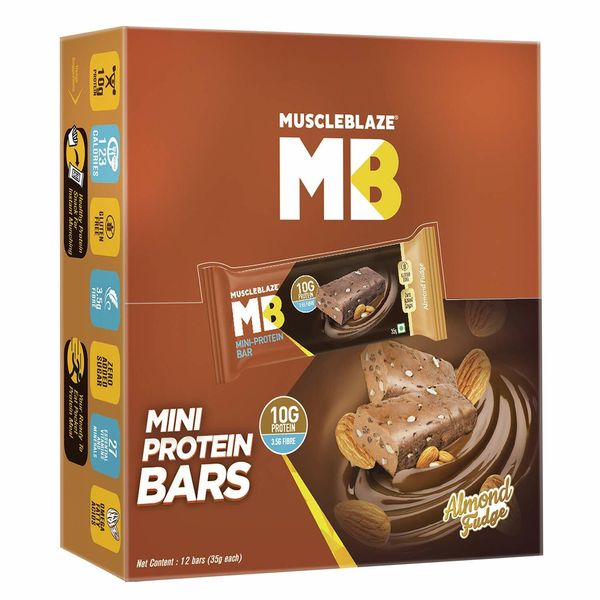 MuscleBlaze Protein Bar (10g Protein), 12 Piece(s)/ Almond Fudge