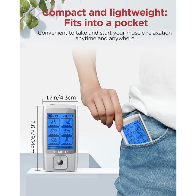 Tec.Bean TENS EMS Unit 24 Modes Muscle Stimulator Rechargeable TENS Machine  Massager with 8 Pads 