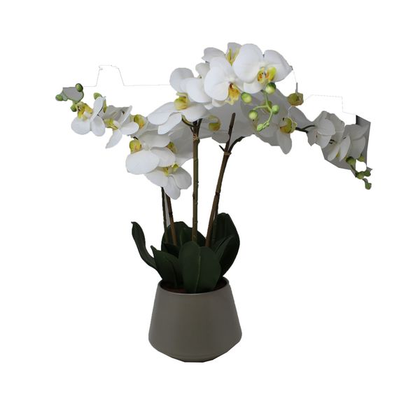 Nearly Natural Triple Stem Phalaenopsis Silk White Orchid Decorative Plant