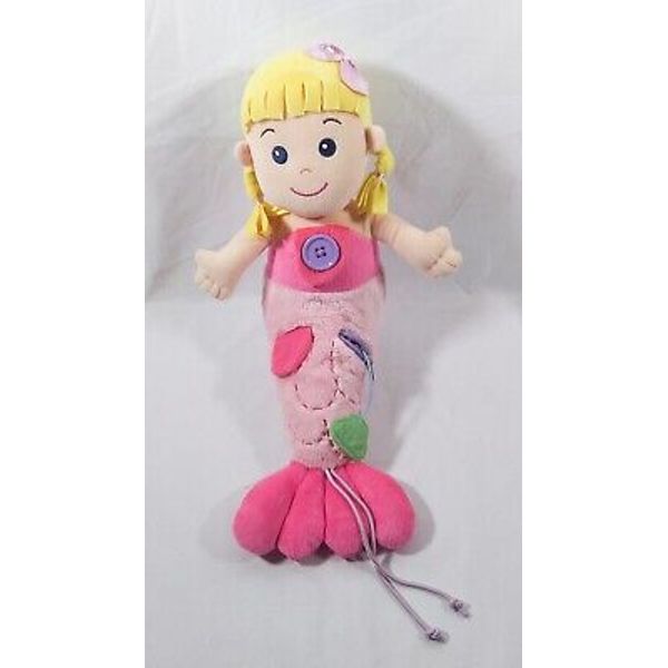 Aurora Baby Plush Pink Mermaid Zip Button 16" Play Explore Toy