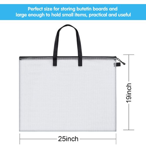 Outus Art Portfolio Bag 19 x 25 Inch Poster Storage Bag Poster Board Holder with Handle and Zipper Transparent Folder Organizer for Painting, Bulletin Boards, Scrapbook, Artwork(3 Pieces)