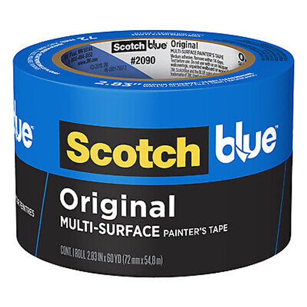 2090-3A Painter's Tape, 60 yd L, 3 in W, Crepe Paper Backing, Blue