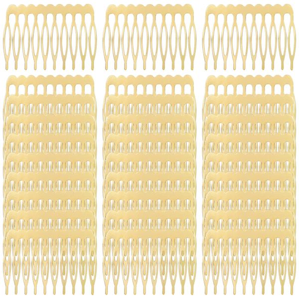 Cinaci 30pcs Small Plain Blank DIY Craft Gold Metal Hair Side Combs Slides with 10 Teeth Wedding Bridal Veil Combs Headpieces French Twist Bun Hair Clips for Women Flower Girls Brides (Gold-30 Pack)