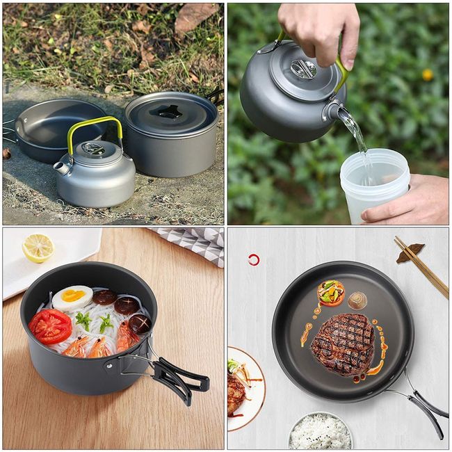 Naturehike 3-in-1 Stainless Steel Cookware Set Camping Nesting Storage  Tableware Pots & Cooking Sets Outdoor Picnic Cookware