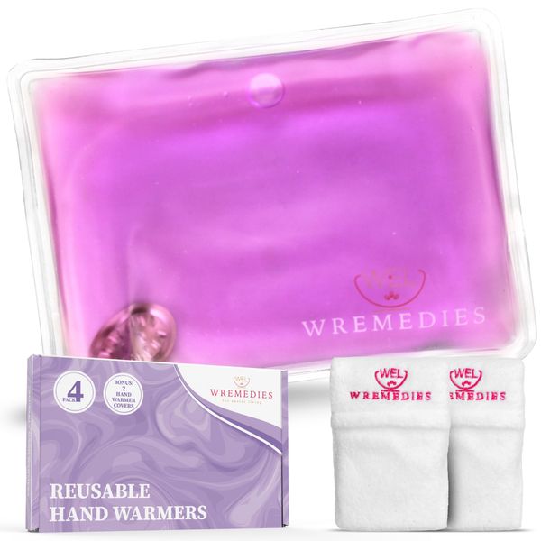 Wremedies for Easier Living Reusable Hand Warmers Gel Click & Heat for Cold Hands Pack of 4 Heat Pads Pocket Warmers Instant Heat Arthritis Aid No Electric Required