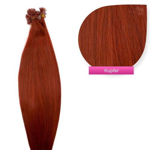 GlamXtensions Keratin Bonding Hair Extensions 100% Real Hair Extensions (#Copper - 50 Strands 0.5 g - 60 cm) U-Tip Nail Extension Remy Quality Keratin Bondings Free Accessories