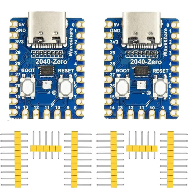 DUBEUYEW Raspberry Pi 2040-Zero Mini Microcontroller Board Based on the Raspberry-Pi 2040 Dual-core ARM Cortex M0+ Processor for C/C++/Python (2pcs)