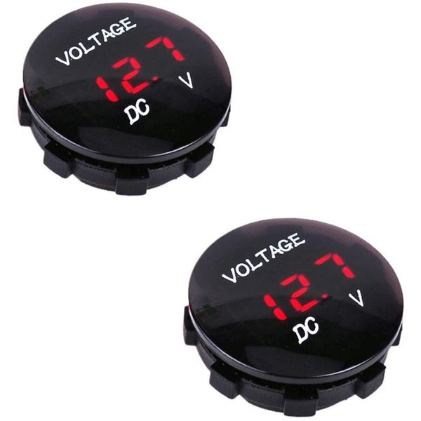 2X Round Red LED Voltmeter Voltage Display 12-24VDC Battery Box or Go Kit, 2Pcs