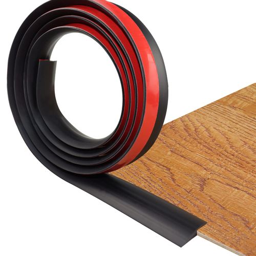 Floor Transition Strip Self Adhesive Carpet & Flooring Transitions Edging Trim Strip PVC Threshold Transitions Suitable for Threshold Height Less Than 5mm (10Ft, Black)