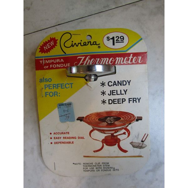 Vintage Riviera Candy Jelly Deep Fry Fondue Cooking Thermometer NIB