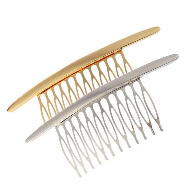 2PCS Alloy Curved Hair Comb (Silver+Gold) Headwear Hair Side Comb French Twist Comb Hair Clip Jewelry Sparkle Styling Tools Hair Accessories For Women Ladies Girls