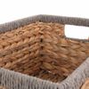 Red Hamper Small Water Hyacinth with Grey Rope Border Rectangular Storage Basket, Brown