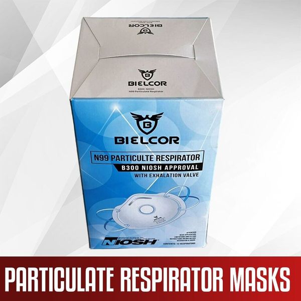 Bielcor N99 Particulate Respirator Masks w/Exhalation Valve NIOSH Approved 12 PK