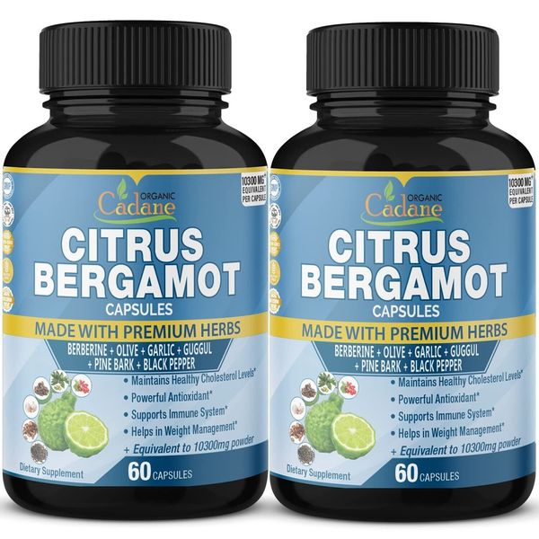 Organic Cadane 2 Packs Citrus Bergamot Extract Capsules 10300mg with Berberin...