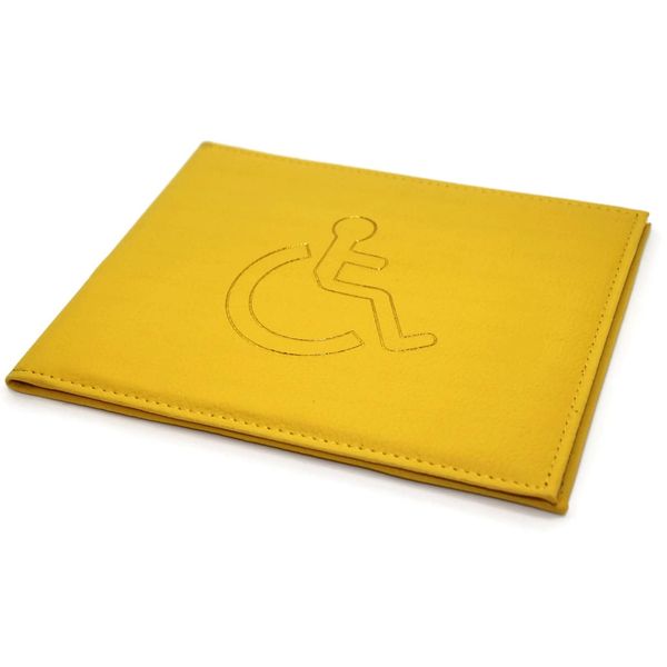 PU Leather Disabled Blue Badge and Timer Holder Wallet Protector Disability Parking Permit Holder (Yellow)