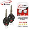 2 Remote Keyless Entry Uncut Key Blade Replacement For Mitsubishi (OUCG8D620MA)