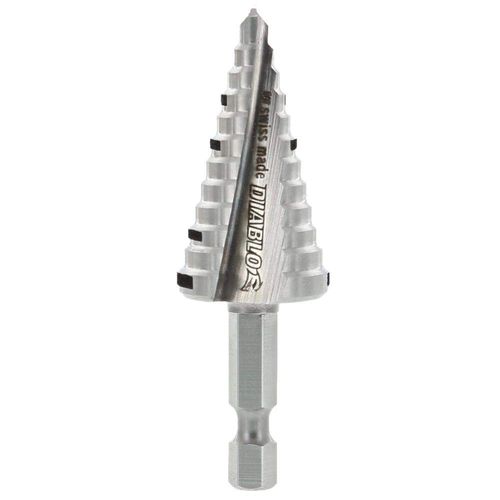 Diablo Impact Strong Step Drill Bit - Fast, Precise Drilling in Thin Metals, Plastic and Steel - Optimized Dual Flute Design, 7/8" Diameter, 1/4" Hex Shank, 2-3/4" Length - DSD0875S12