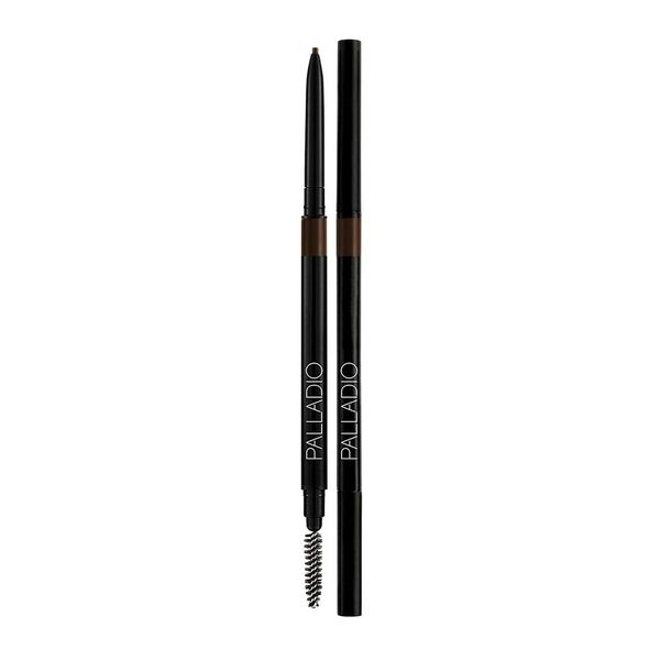 Palladio Beauty Brow Definer Pencil, Black Brown, Ultra Precise Twist-Up Eye Brow Pencil with Long-Staying Power, Spooley Brush Blends Color for Natural Finish, No Eyebrow Pencil Sharpener Required