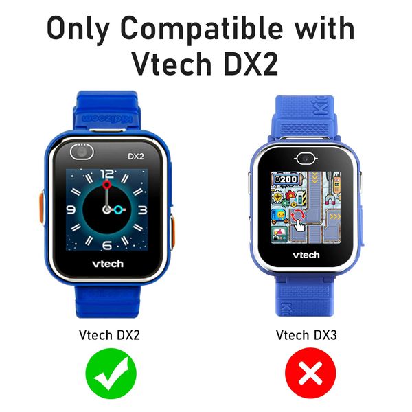 Keepamor 2 Pack Screen Protector Only Compatible with VTech Kidizoom Smartwatch DX2 Built in Tempered Glass Kids Hard PC Case Full Coverage Protective Cover for Boys and Girls, Black+Clear