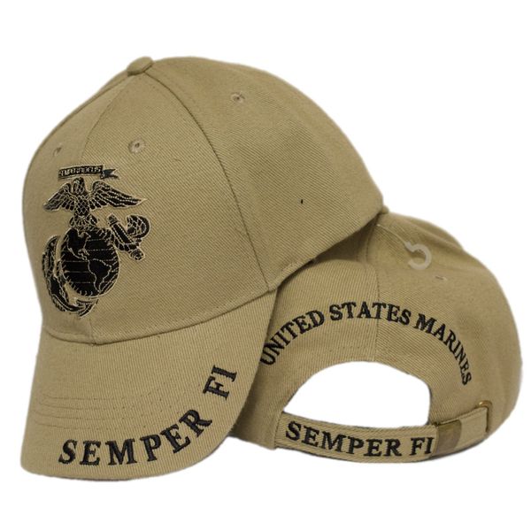 U.S Marine USMC Semper Fi Logo Eagle Embridered Cap Hat Beige