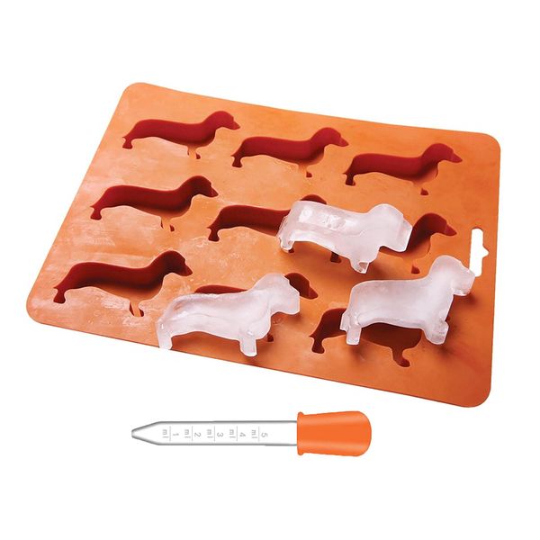 LYWUU Dachshund Dog Shaped Silicone Ice Cube Molds and Tray