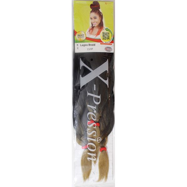 XPRESSION LAGOS BRAID Pre-Pulled Hair Extension, 42″ & 46″ Pack, (Colour T1/27)