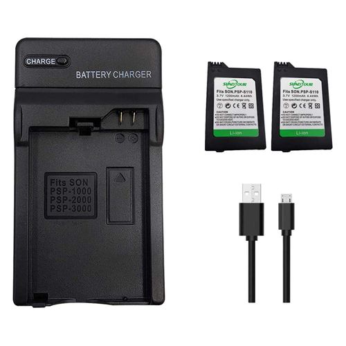 2 Pcs PSP-S110 Batteries and charger Compatible with PSP S110 PSP 1000 Series/PSP 2000 Series/PSP 3000 Series PSP-S110 PSPS110 Battery and Charger