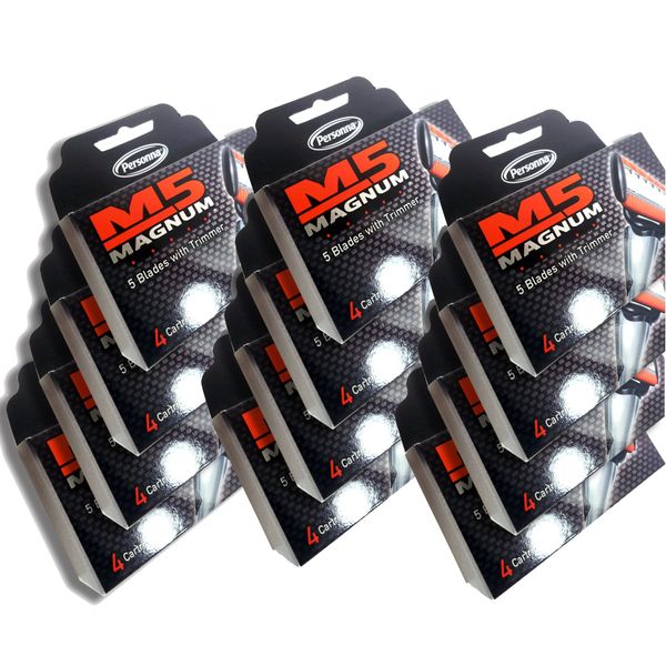 48 Personna Magnum M5 Blades with Trimmer - 12 Packs of 4 Blades