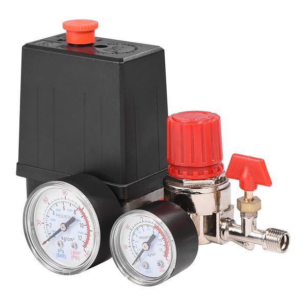 Air Compressor Air Compressor Air Valve Switch with Gauge Compressor Pressure Regulators Pressure Switch Control Valve (Plastic Manometer)