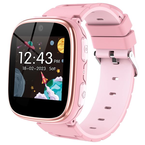 Smart Watch for Kids 4-12 Years Old with 15 Games Camera Alarm Video Music Player Pedometer Flashlight Birthday Gift for Boys Girls (Pink)