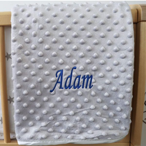 Alwaystrusted Personalised Grey Bubble Blanket Blue Name