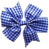School Gingham Cross Hatch Hair Bows Clips Slides Grips 3" inch Solid Vibrant Colours Hairbows 4 Pack (Royal Blue)