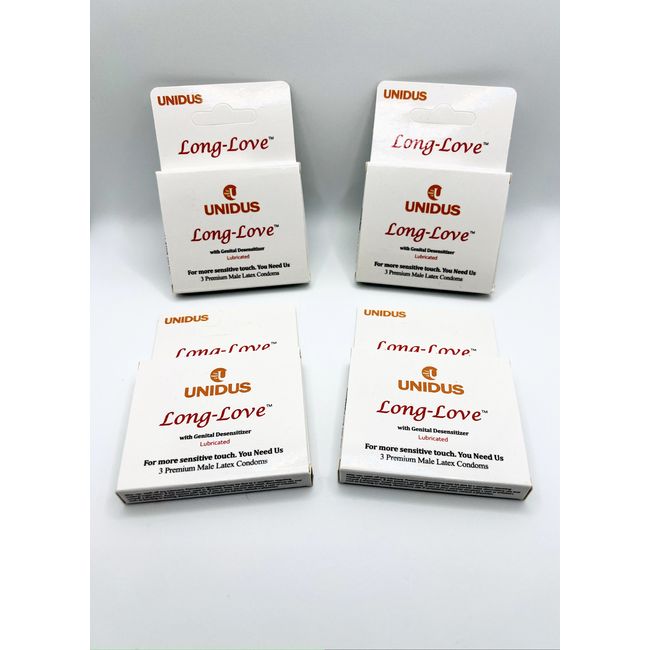 Unidus Long Love Climax Control Condoms Delay - Benzocaine Cream (12 Condoms)